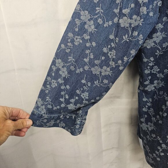 Liz Claiborne Blue Floral Boho Blouse Midi Skirt Chambray Set 12 - Picture 4 of 16